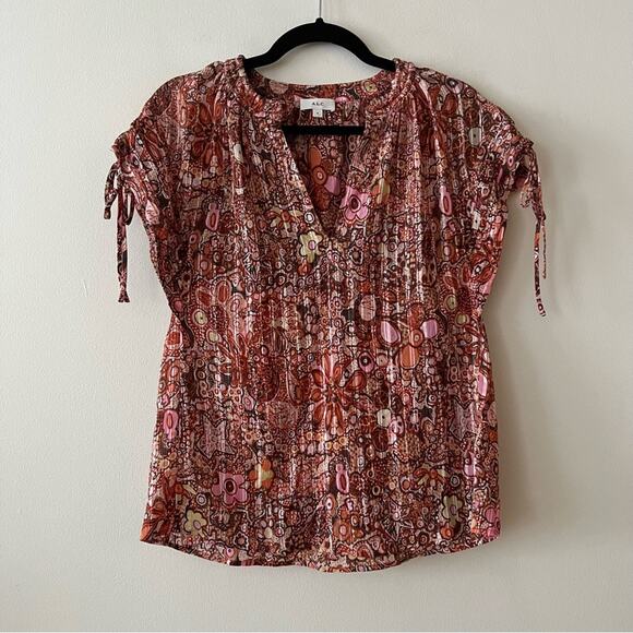 A.L.C. Grace Silk Blend Blouse in Sorbet Paisley - Picture 2 of 5